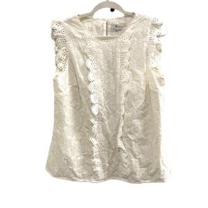 Boden Cream Eyelet Ruffle Top